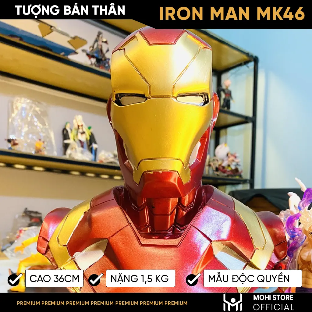 Mô hình iron man bán thân 12 90100cm có Đèn  Marvelstore