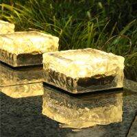 【LZ】☬  Luz solar ao ar livre para decoração de paisagem Ice Brick Tile Square Buried Light Garden Night Lamp impermeável