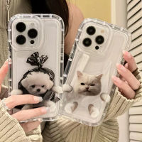 For IPhone 14 Pro Max IPhone Case Thickened TPU Soft Case Clear Case Airbag Shockproof Cute White Cat Compatible with For 12 Pro Max 11