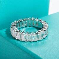 AnuJewel 3*5mm 6.3cttw D Color Emerald Moissanite Eternity Ring 925 Sterling Silver Wedding Band Rings Fine Jewelry Wholesale