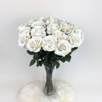 ดอกกุหลาบสีงาช้าง ดอกไม้ปลอมก้านยาว ดอกไม้ประดิษฐ์เกรดพรีเมี่ยม Artificial blooming rose