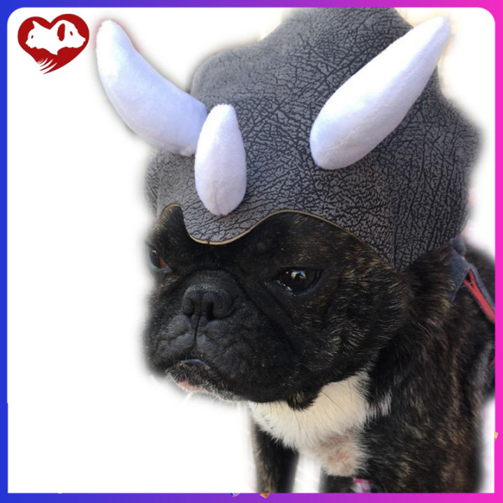 หมวกไดโนเสาร์ไทรเซอราทอปส์สำหรับสุนัขสัตว์เลี้ยงหมวกนุ่มสบายพร้อมยางยืดปรับได้