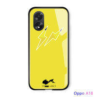 เคสใส่โทรศัพท์สำหรับ OPPO A18 A38การ์ตูนสำหรับเด็กผู้หญิง Pocket Monster เคสโลโก้ Flash เคสกันกระแทกฝาหลังกระจกเทมเปอร์