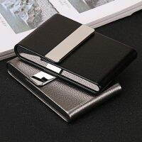 【LZ】 Wholesale New Business ID Credit Card Holder Fashion Card Id Holders Brand Metal Aluminum Card Case PU Leather Name Holder