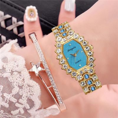 【July】 Cross-border foreign trade explosive gemstone series bracelet watch diamond net red vibrato decoration quartz female starry sky fashion IN