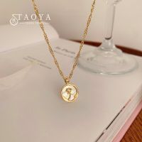 Kalung Baja Tahan Karat จี้โลหะรูปกุหลาบทรงกลมสำหรับผู้หญิงใหม่2022จี้เครื่องประดับหรูหราสำหรับงานเลี้ยงห่วงโซ่คอเซ็กซี่