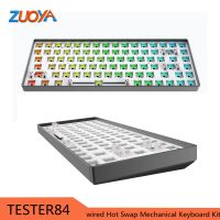 ZUOYA ชุดคีย์บอร์ดแบบกลไก Tester84สลับกุญแจร้อนแบบมีสาย-C RGB เข้ากันได้กับ Gateron Kailhua 3/5พิน