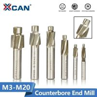 XCAN 1pc 4 ขลุ่ย HSS Counterbore End Mill M3.2-M20 Pilot Slotting Bit Milling Cutter สําหรับเจาะไม้ / โลหะ Counterbore Mill