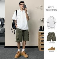 ℡ [Shopkeeper wears] summer POLO shirt mens Japanese loose casual short-sleeved T-shirt trendy 200g piqué cotton