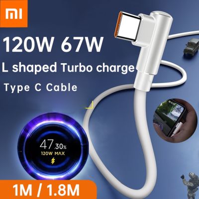 [HOT RUXMMMLHJ 566] Xiaomi ข้อศอก120W สายเทอร์โบชนิด C 6A ชาร์จเร็วมากมุมขวา Usbc Cabel Poco X4 F3 Redmi Note 11 Pro Mi 12S Tipoc