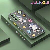 Jjlingji เคสสำหรับ VIVO V23E 4G V23E 5G V23 5G S12 5G V23i Y75 5G เคสแฟชั่นกระต่ายอวกาศบางมีน้ำค้างแข็งโปร่งใสแข็งขอบสี่เหลี่ยมกันกระแทกรูปแบบปลอกซิลิโคนป้องกันคลุมทั้งหมด