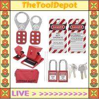 TheToolDepot ป้ายล็อกเอาท์9ชิ้นชุดชุดป้ายชื่อกุญแจแตกต่างกันกุญแจล็อคนิรภัยแท็กออก