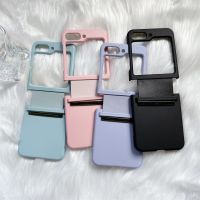 เคสโทรศัพท์ PC แบบแข็งสีลูกอมสำหรับ Samsung Z แบบฝาพับ3 4 5 5 5ก. Flip3 Flip4 Flip5แบบดึงออกใหม่ที่ป้องกันคลุมหลังกันกระแทก