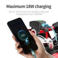 ซ็อกเก็ตแหล่งจ่ายไฟรถมอเตอร์ไซด์2V พร้อมฝาครอบกันฝุ่น PD QC3.0 Charger พร้อมฝาครอบกันน้ำ Handlebar Charger