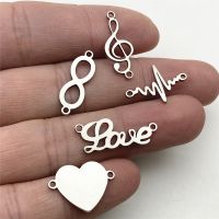 10pcs Love Music Charm Musicnote Heartbeat Connector Stainless Steel Fit Bracelet Connectors Jewelry Handmade Diy Jewelry Make