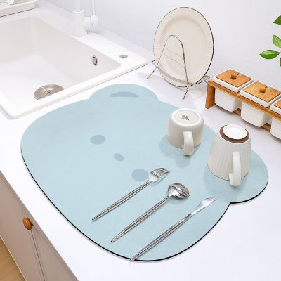 [COD] Cross-border kitchen countertop draining mat Household wine and tea drying emoticon package absorbent coaster wash-free heat insulation