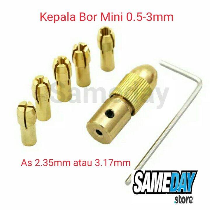 Kepala Bor Mini Collet Chuck Drill Pcs Set Bor Dinamo Keyless As Mm