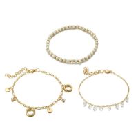 3Pcs/Set Women Anklet Creative Crystal Beaded Decor Ankle Chain Charm Bracelet For Beach Party Dress Up Jewelry Accessories