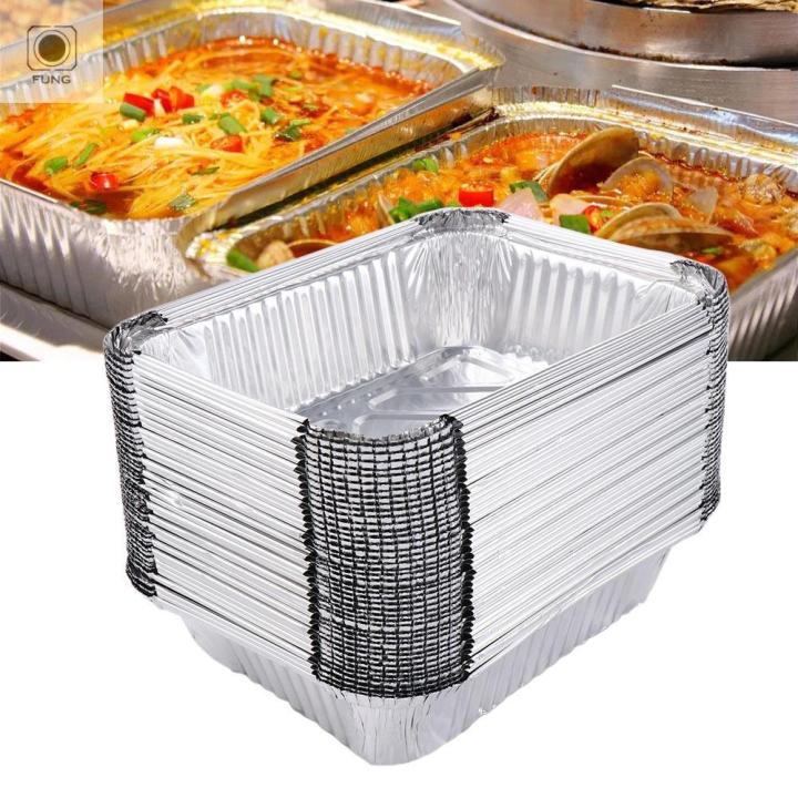 Pack of 50 Aluminum Foil Grill Drip Pans Bulk Trays Disposable BBQ Pans  Cooking