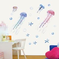 Large Jellyfish Wall Stickers for Kids room Bedroom Wall Decor Cartoon Starfish Sticker for Home Decor Removable PVC Art Murals Stickers