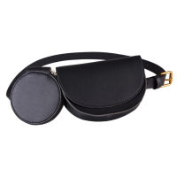 Women Waist Bag Half Round Fanny Pack Belt Bag Female Combined Pu Leather Waist Pack Chest Belly Pouch Black