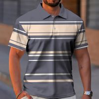 Summer Mens Striped Polo Shirt Short Sleeve Casual Business Button Tops Tees Oversized Fashion Golf Polo Shirt for Men Clothing