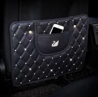 Kick Mats Bling Bling Crystal Crown Car Seat Protector Mat Waterproof Protection From Dirt Mud Scratches With Pocket Storage