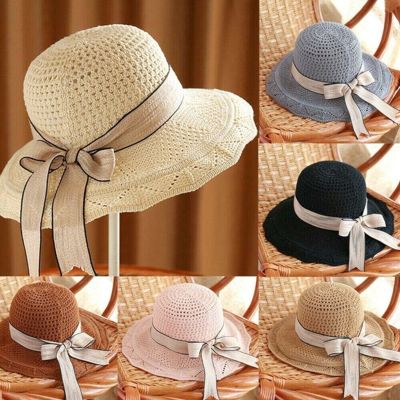 Korean Simple Foldable Wide Brim Floppy Girls Straw Hat Sun Hat Beach Women Summer Hat UV Protect Travel Cap Lady Cap Female