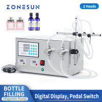 ZONESUN Liquid Filling Machine เครื่องปั๊มแม่เหล็กสองหัว,เครื่องบรรจุของเหลวน้ำมันหอมระเหยสำหรับใส่ขวดน้ำ