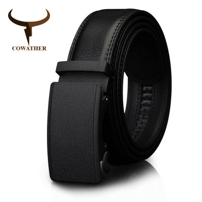 COWATHER Mens Belt Automatic Ratchet Buckle with Cow Genuine Leather Belts for Men luxury nd male strap 110-130cm length