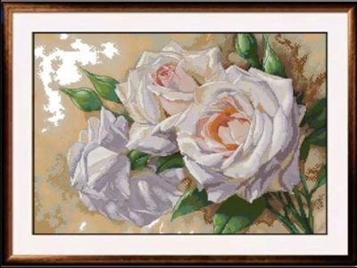 White Roses Flower Beautiful Flowers Plant Cross Stitch 16CT 14CT White Canvas Embroidery DIY Handmade Needle Work Home Decor