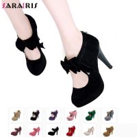 ❐ SARAIRIS Dropship Big Size 30-48 Fashion women Pumps High Heels Shoes Women Spring Summer Bowtie Wedding Party Women Shoes Woman