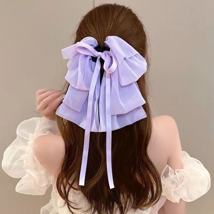 french-gentle-temperament-large-ribbon-bow-hair-clamp-multi-layer-chiffon-fabric-hair-claw