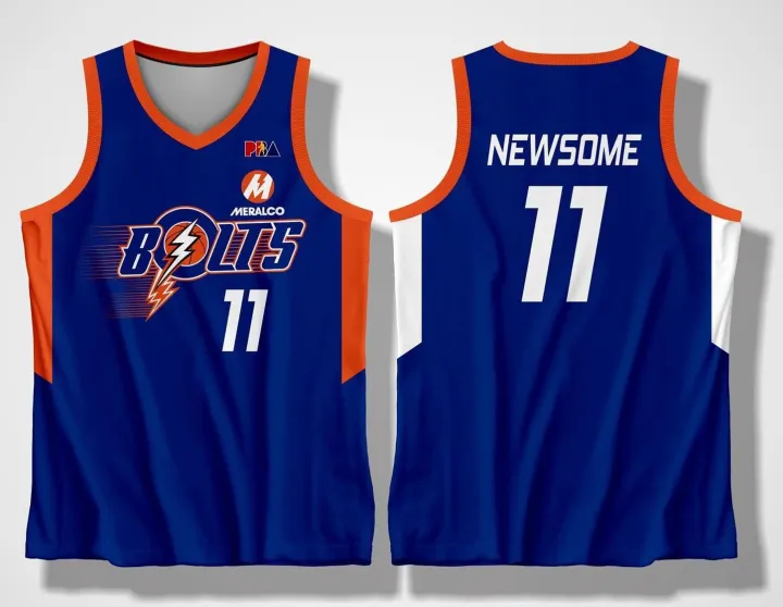 MERALCO BOLTS CHRIS NEWSOME BASKETBALL JERSEY FREE CUSTOMIZE OF NAME
