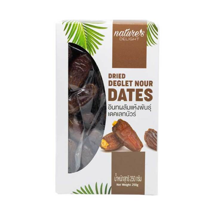 Natures Delight Dried Deglet Nour Dates 250 g.เนเจอร์ส ดีไลท์ อินทผลัมแห้ง พันธุ์เดคเลทนัวร์ 250 กรัม