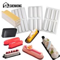 SHENHONG Eclair Molds Silicone Moulds Puff Bakeware Plastic Dessert Pan Cardboard Tray Pastry Baking Tools