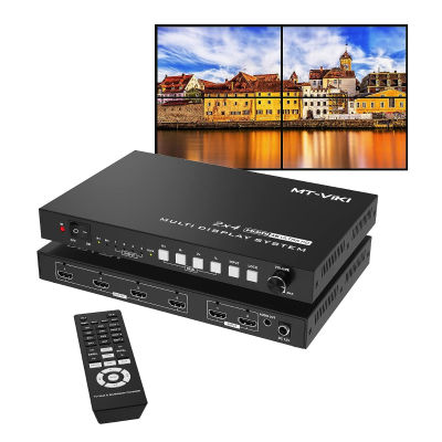 MT-VIKI 4K Video Wall Controller 2X2, 4K 30Hz HD Display with 2 HDMI Input and 4 HDMI Output, 180° Degree Rotate, 8 Display Modes, Cascading-3x3, 4x4 2X2 4K 30Hz