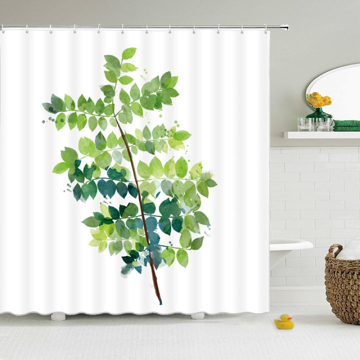 green-plant-leaves-shower-curtains-bath-curtain-bathroom-3d-printed-fresh-waterproof-polyester-cloth-with-hooks-home-decor-mat