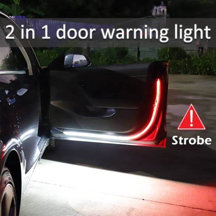DRL LED Lamp Strip Car Door Opening Warning Lights 144LED Strobe