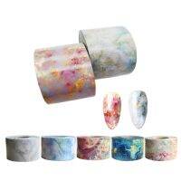 1 Roll Marble Pattern Nail Foils Transfer Sticker Japanese Style Pink Blue Finger Art Decal Gel Slider Manicure 4CM*100M