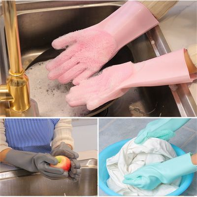 Dishwashing Gloves Silicone Dish Washing Gloves Kitchen Accessories Cleaning Household Tools Clean Car Pet Brush Glove Safety Gloves