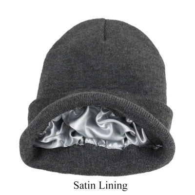 ฤดูหนาวผ้าไหมซาตินเรียงรายถักหมวกหมวกสำหรับผู้หญิงก้อนหมวกอบอุ่นหมวกหมวก