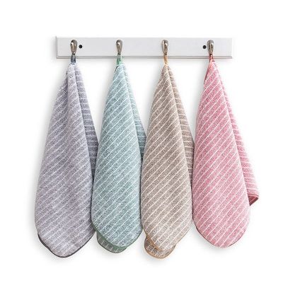1Pc 34x75cm Coral Velvet Striped Thickened Soft Absorbent Bathroom Adult Hand Towel