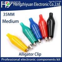 ﹊ Hzy Insulation Metal Alligator Clip Electric Test 35MM Lead colorful Red Black Blue Green White Yellow Medium crocodile clip