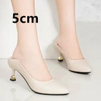 Women Fashion Beige Pointed Toe Pu Leather Slip on Stiletto for Office Ladies Black Party High Heel Shoes Sapato Feminino G5970