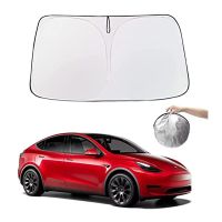 for 2016-2023 Tesla Model Y Model 3 Windshield Sunshade Folding Front Window Sun Shade Cover Heat Protection Visor Adhesives Tape