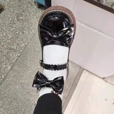 [ขนาดบวก] โลลิต้ารองเท้านิ้วเท้าใหญ่หญิงน่ารักรอบนิ้วเท้า Jk รองเท้าโลลิต้ารองเท้าหนังขนาดเล็กนักเรียนหญิงญี่ปุ่นโลลิต้าน่ารัก