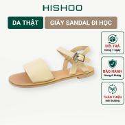 Dép sandal nữ đẹp thời trang đi biển đế bệt quai ngang HISHOO có Bigsize