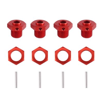 Metal 17mm Wheel Hex Hub Adapter with Nut Replacement Spare Parts for Arrma 1/7 Infraction Limitless Felony 1/8 Typhon RC Car Parts,Red