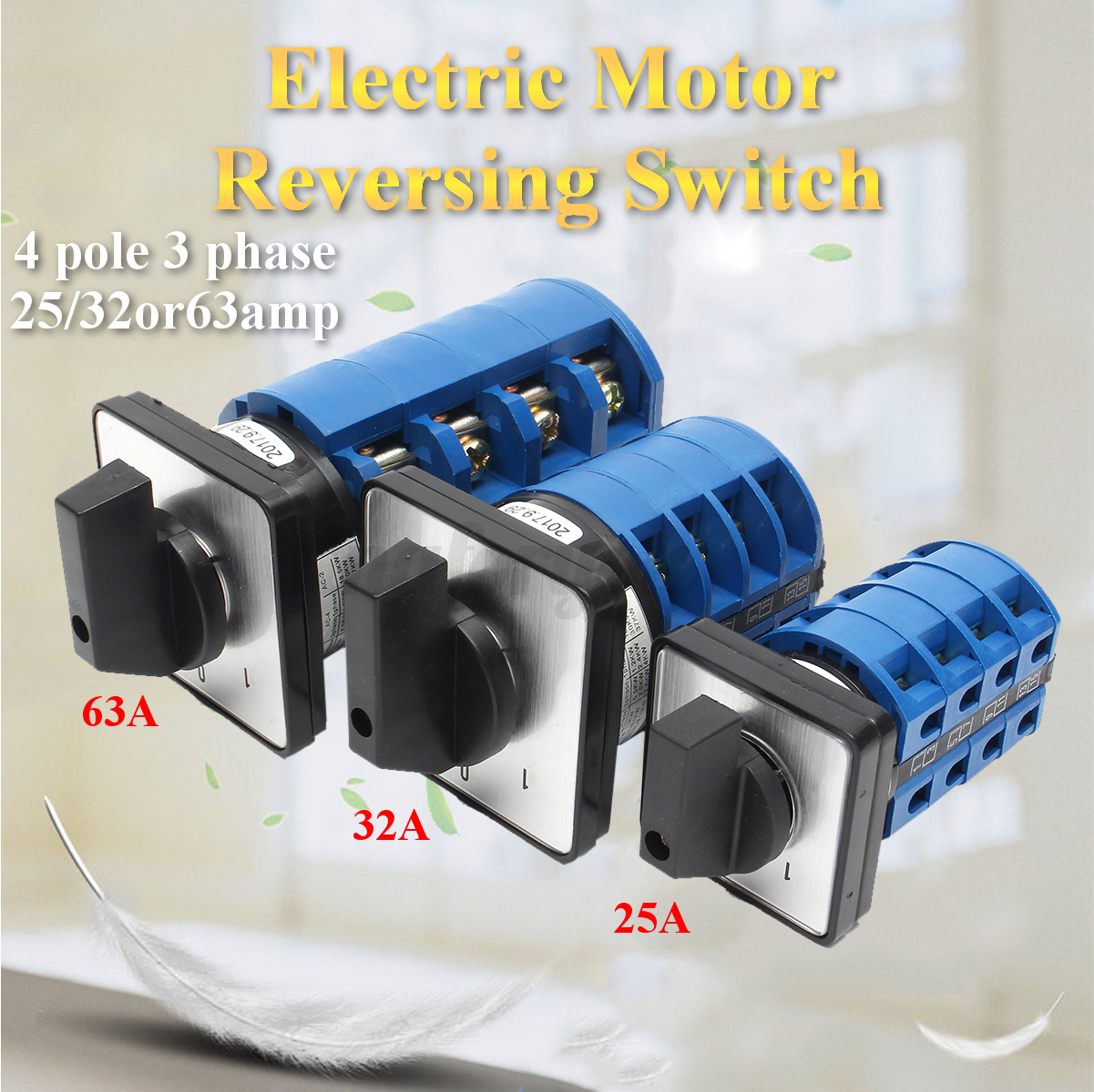 Electric Motor Reversing Switch 3 phase 25/32/63amp or 4 pole single Lathe/lift 